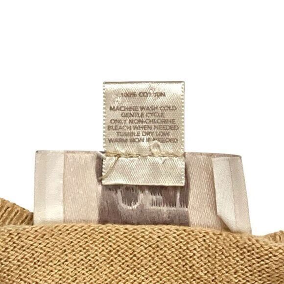 LOFT V-Neck Sweater Women Xs Tan Polka Dot Pink Minimalist Modest Neutral Modern - Picture 16 of 16